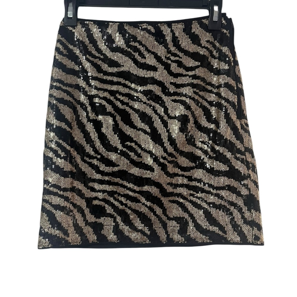 THML Zebra Print Sequin Skirt